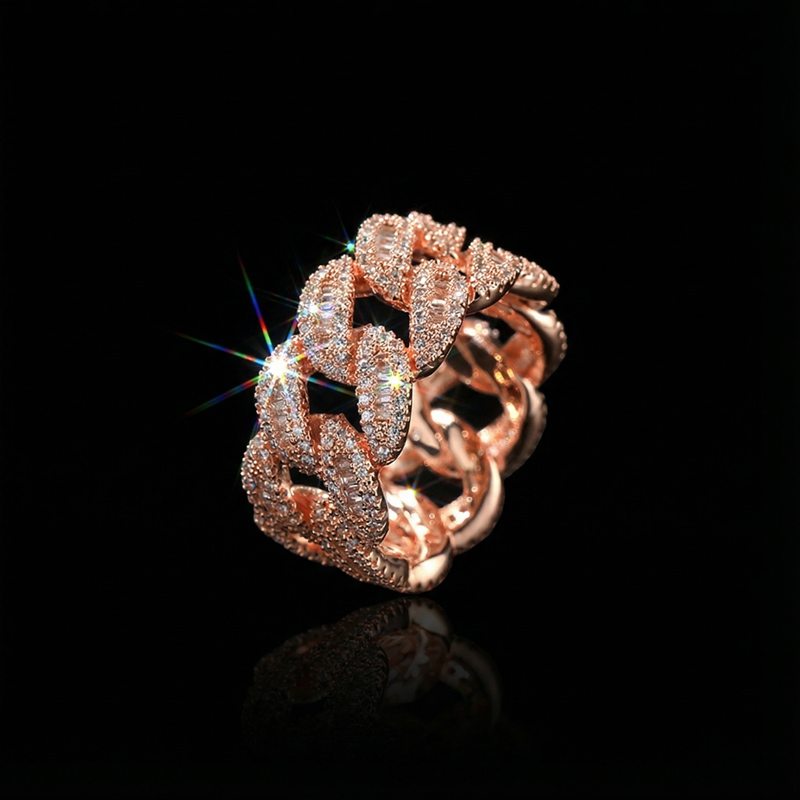 12mm Round & Baguette Cut Cuban Ring