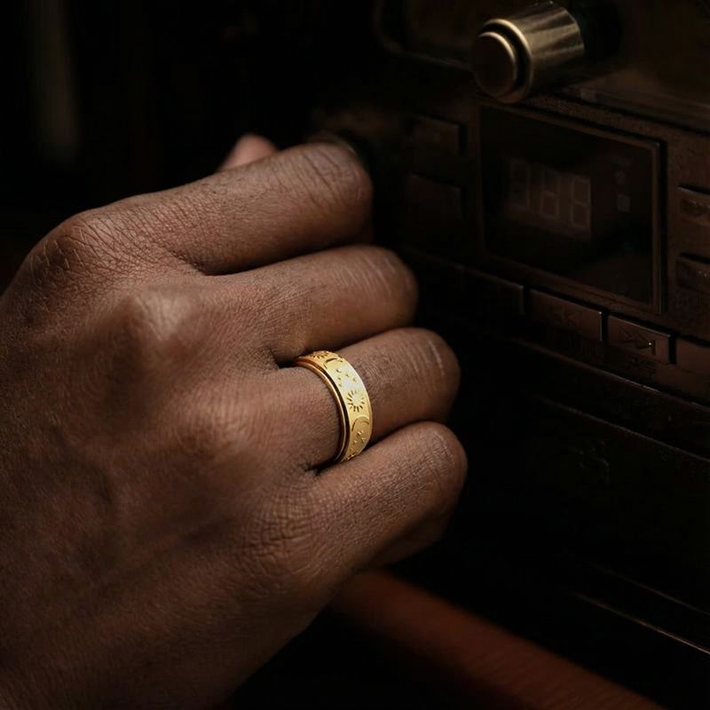 8mm Sun and Moon Spinner Relieving Stress Ring