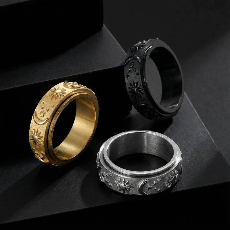 8mm Sun and Moon Spinner Relieving Stress Ring