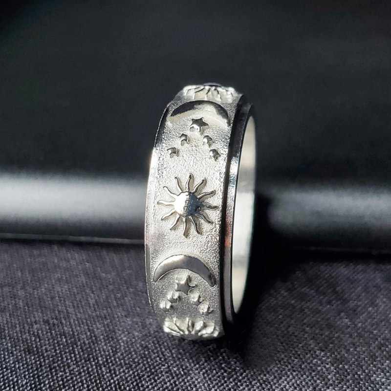 8mm Sun and Moon Spinner Relieving Stress Ring