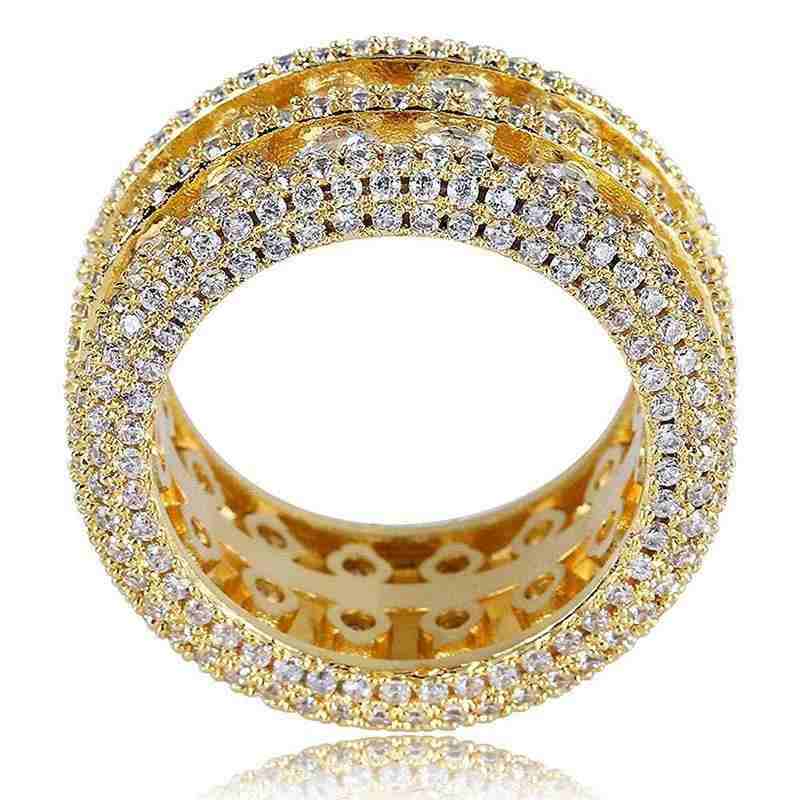 Round Cut Halo Eternity Band in Gold