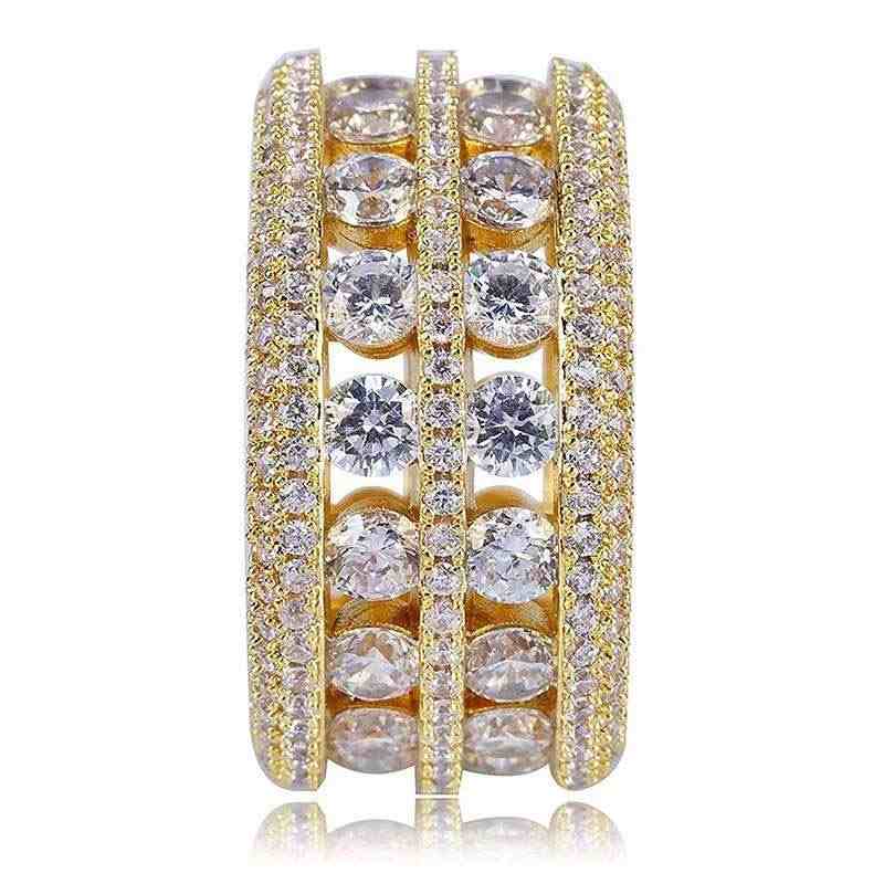 Round Cut Halo Eternity Band in Gold