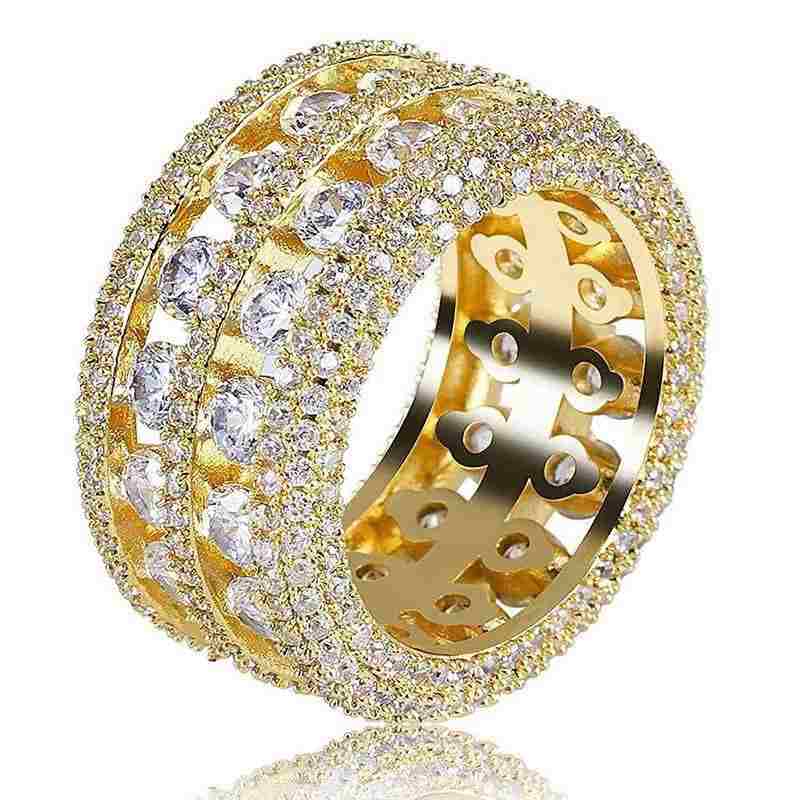 Round Cut Halo Eternity Band in Gold