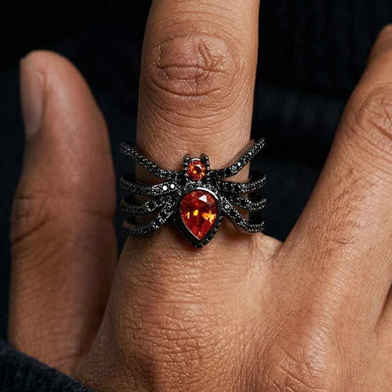 Black Spider Open Ring