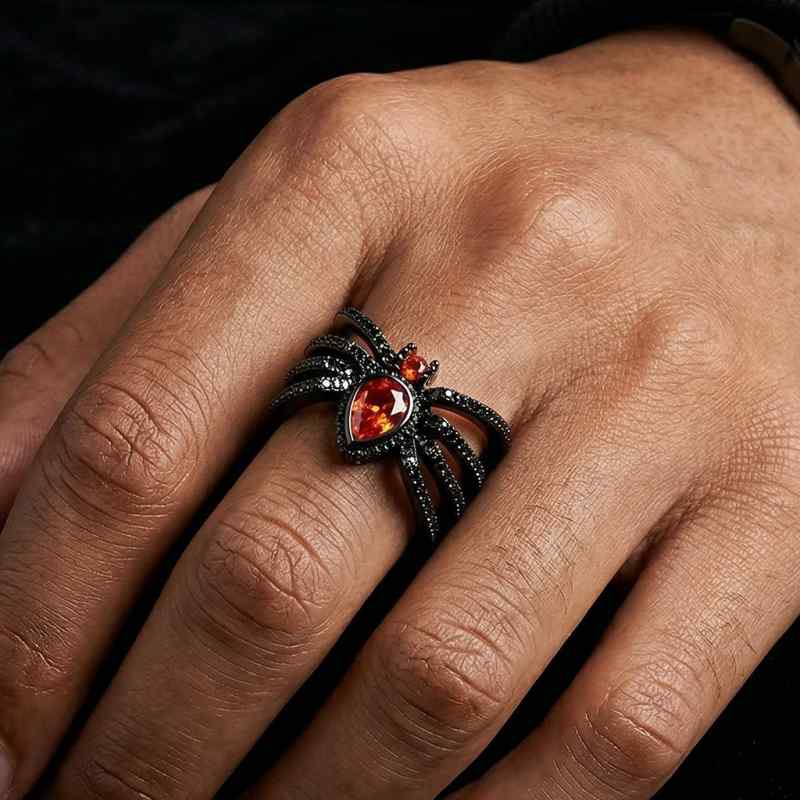 Black Spider Open Ring