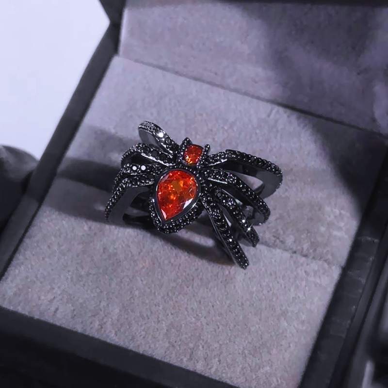 Black Spider Open Ring