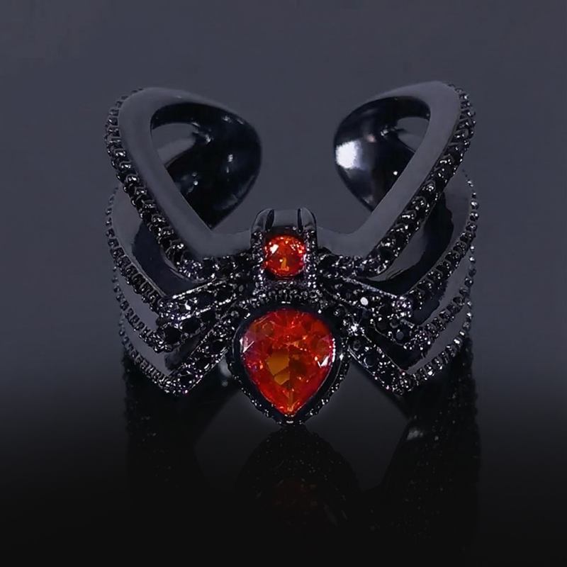 Black Spider Open Ring
