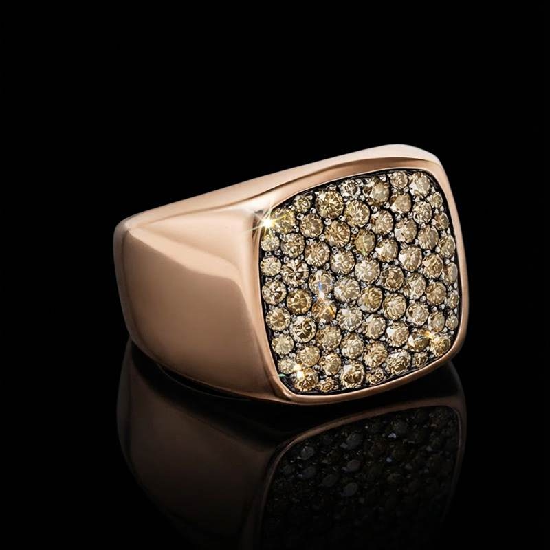 Champagne Diamond Men's Square Ring