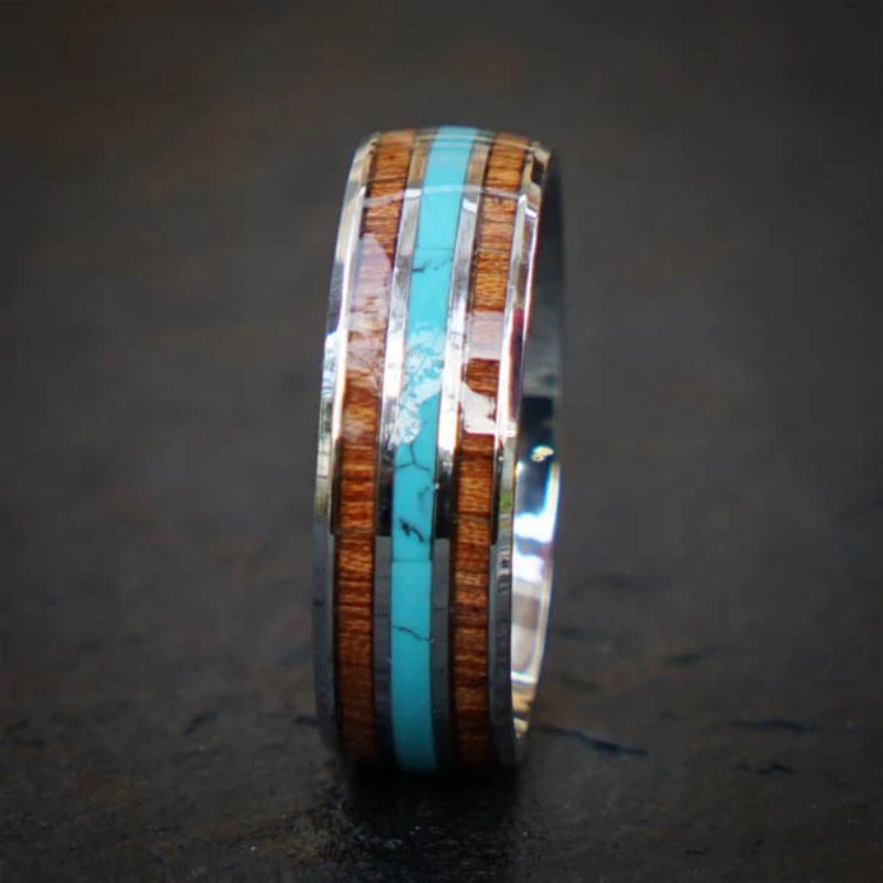 Titanium With Turquoise Band