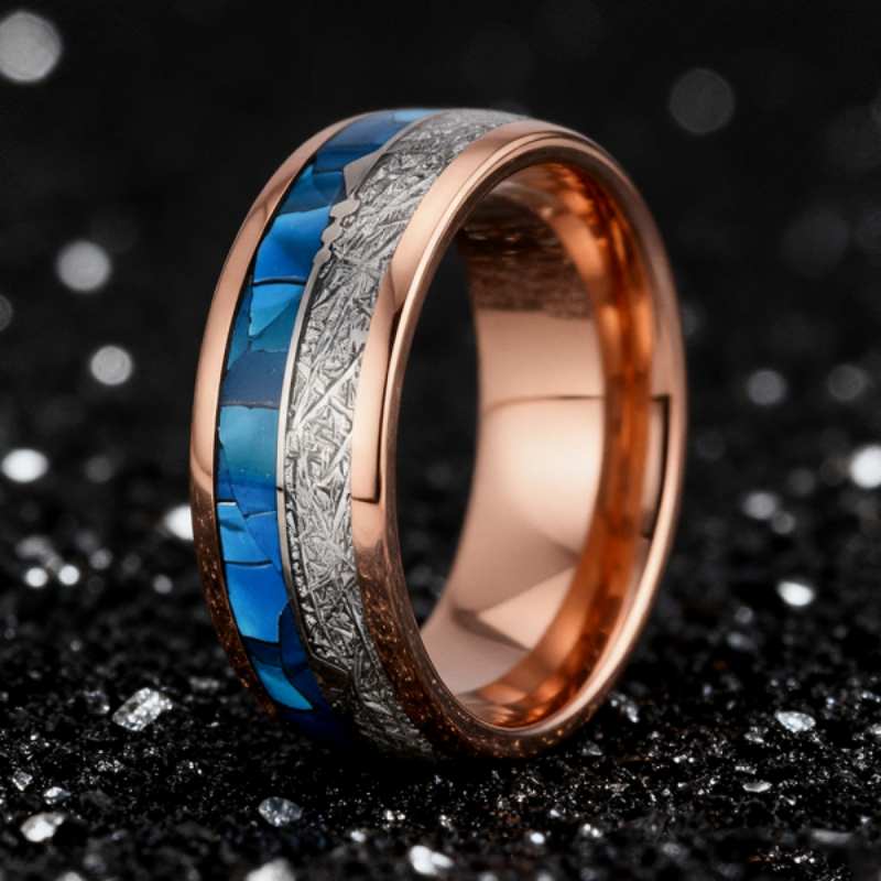 Tungsten W ith Blue Shell Men's Band