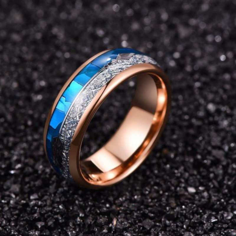 Tungsten W ith Blue Shell Men's Band