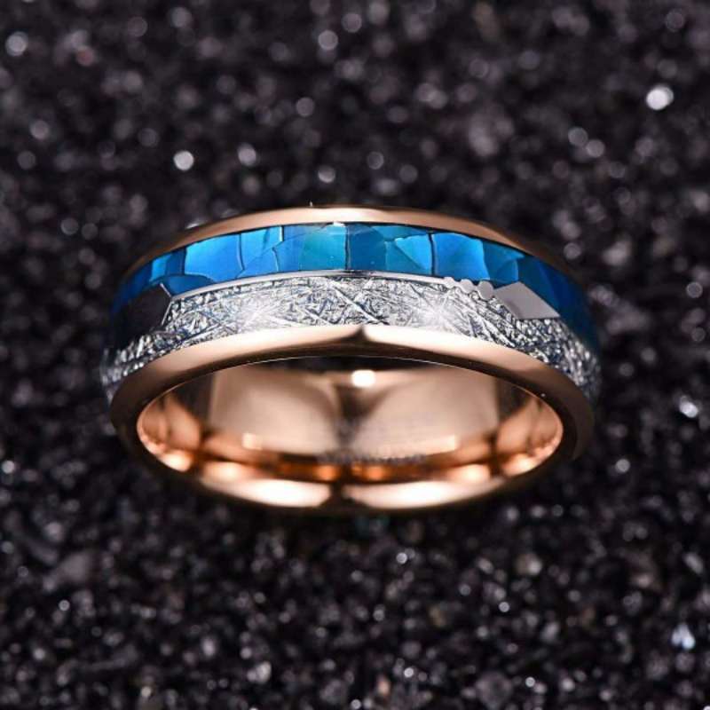 Tungsten W ith Blue Shell Men's Band