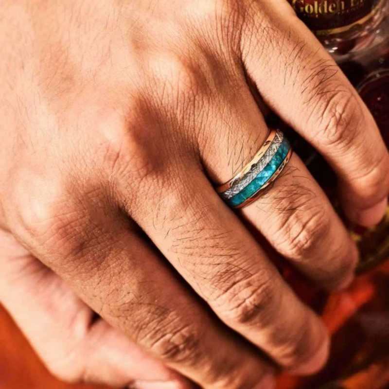 Tungsten W ith Blue Shell Men's Band