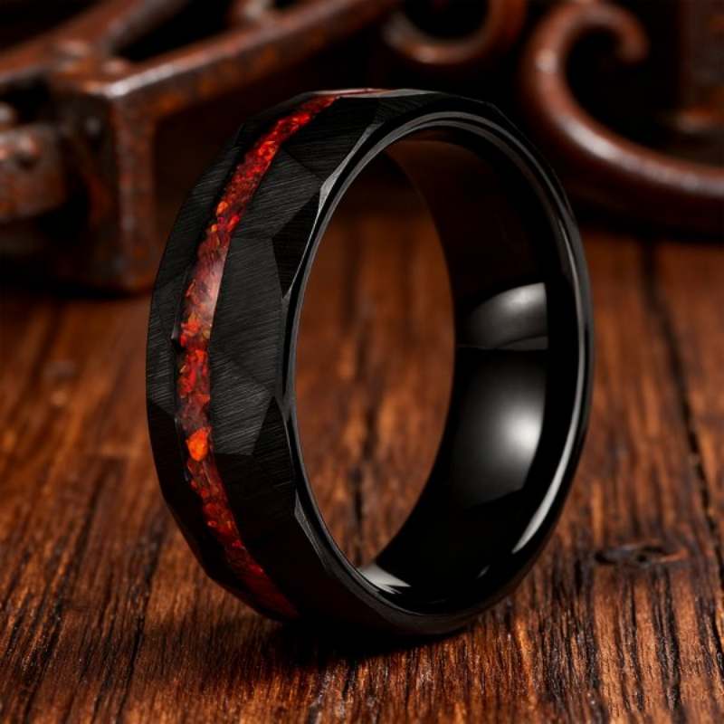 8MM Tungsten With Opal Men's Band