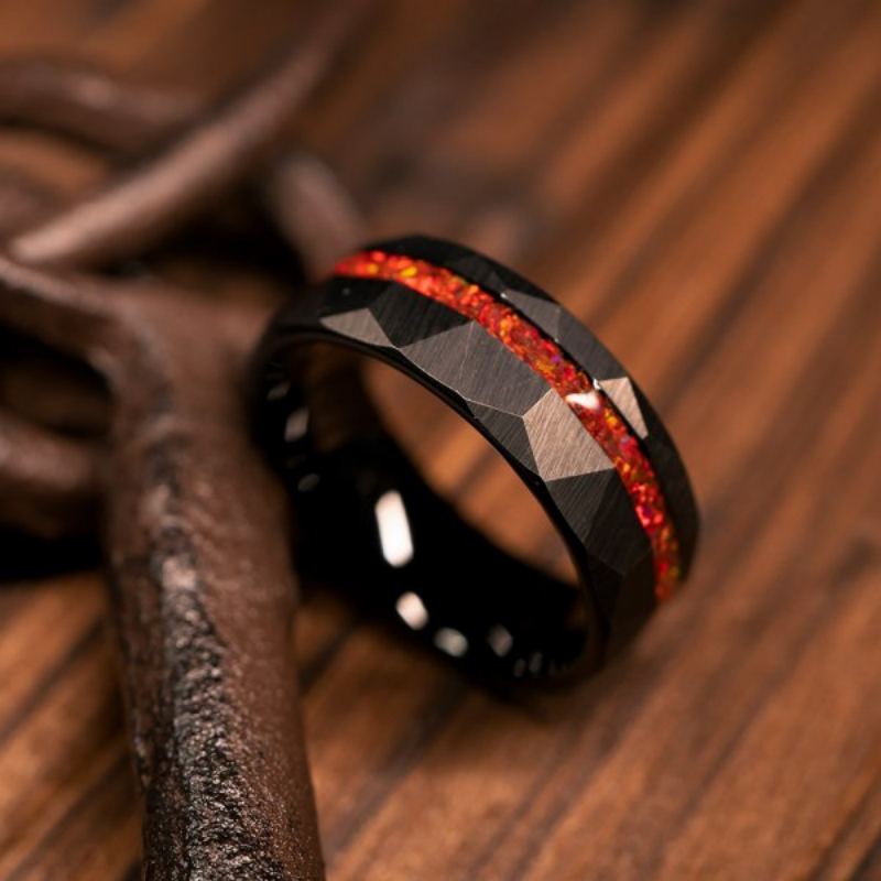 8MM Tungsten With Opal Men's Band