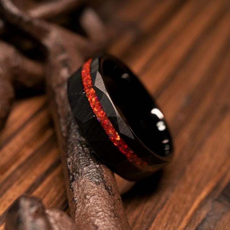 8MM Tungsten With Opal Men's Band