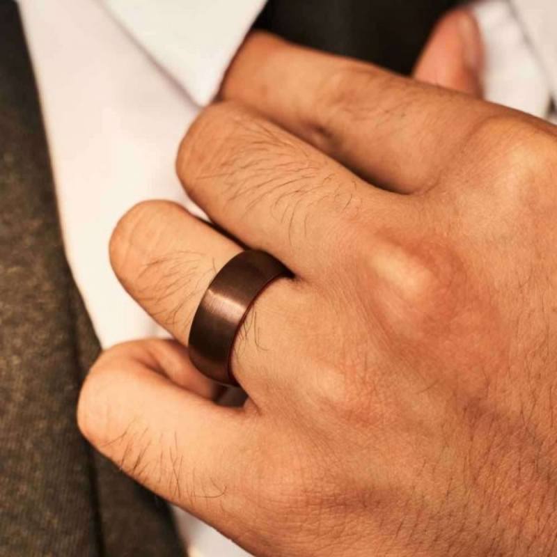 Tungsten And Red Aluminum Men's Band