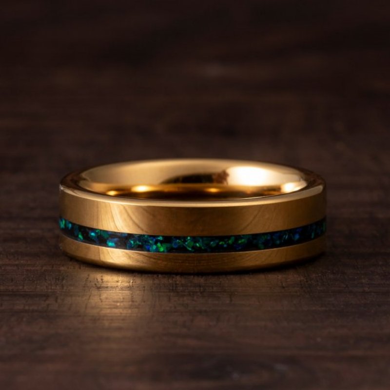 6MM Tungsten With Opal Men's Band