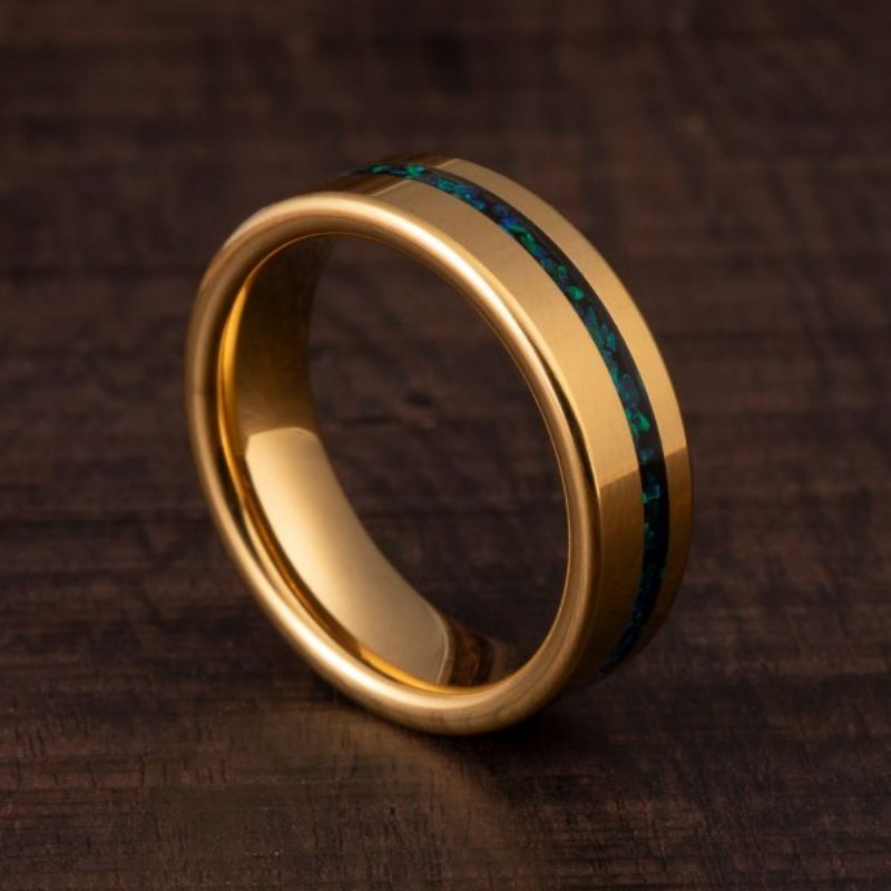 6MM Tungsten With Opal Men's Band
