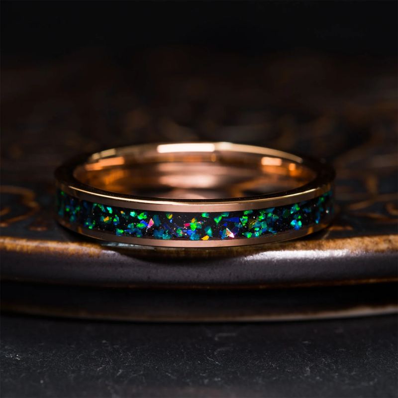 4mm Women's Rose Gold Opal Ring