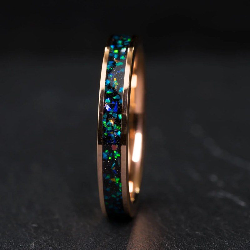 4mm Women's Rose Gold Opal Ring