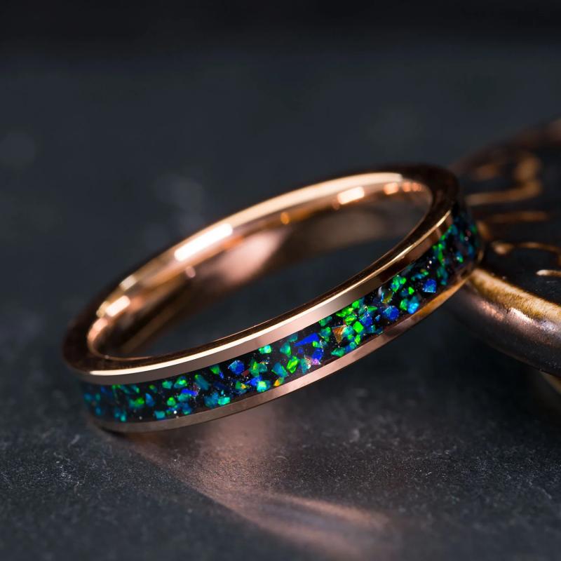 4mm Women's Rose Gold Opal Ring