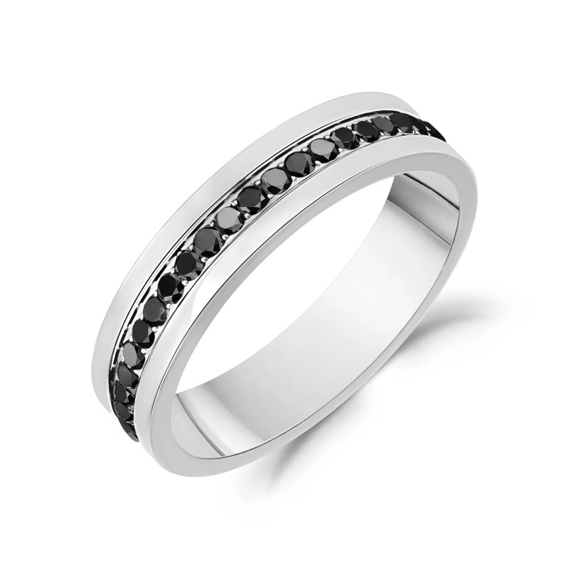 5MM Modern Gemstone Band Mens Stainless Steel Ring