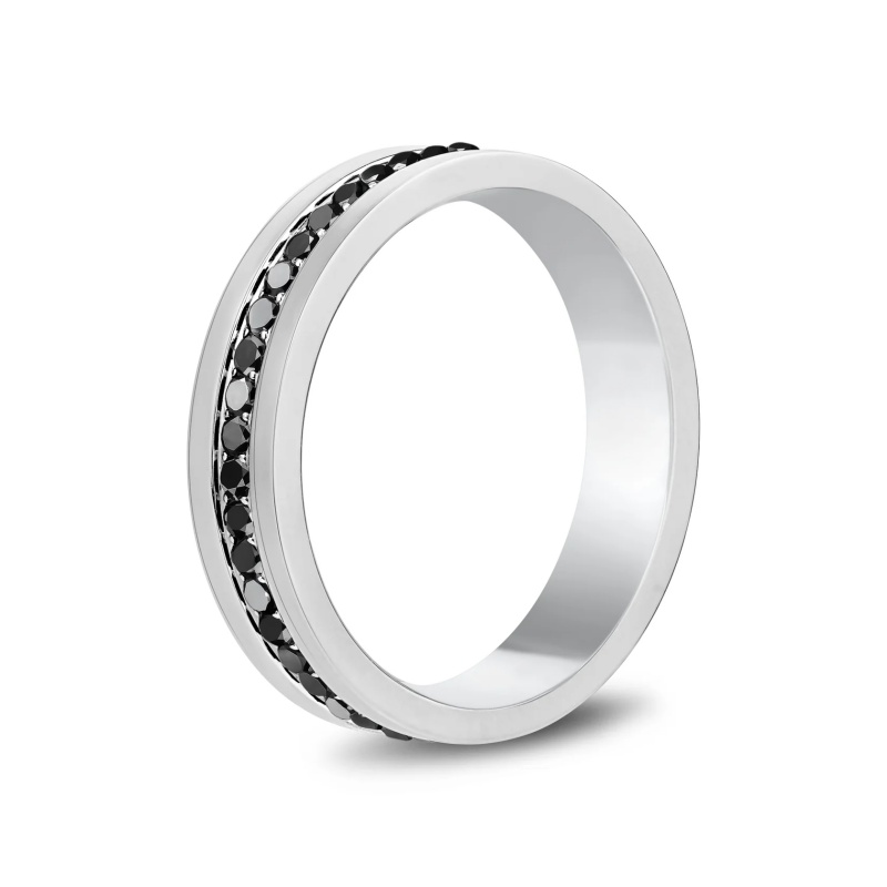 5MM Modern Gemstone Band Mens Stainless Steel Ring