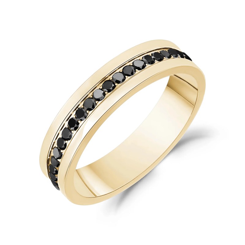 5MM Modern Gemstone Band Mens Stainless Steel Ring