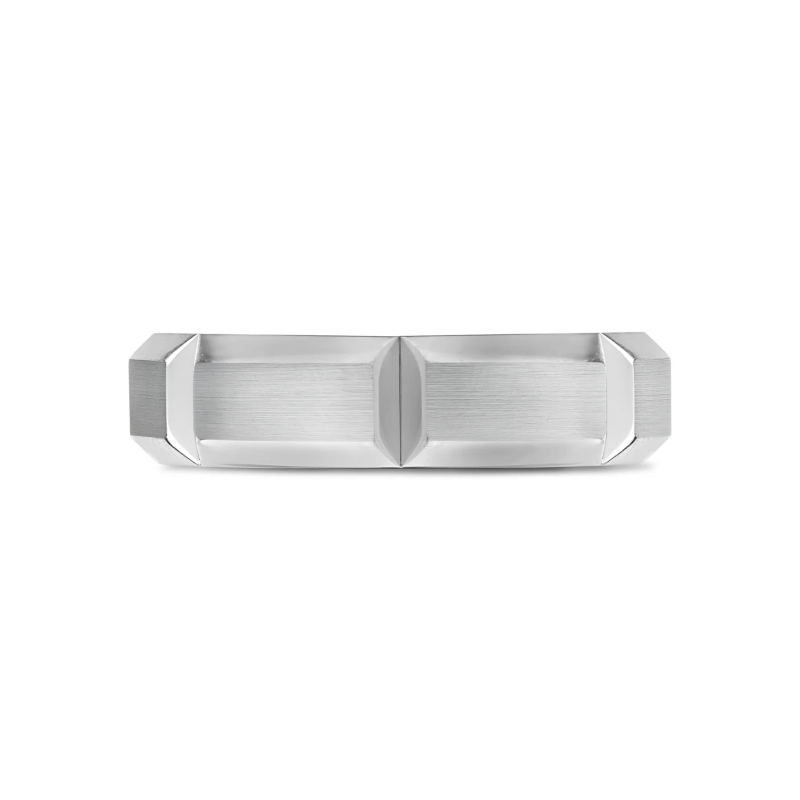6MM Contemporary Beveled Edge Band Mens Stainless Steel Ring
