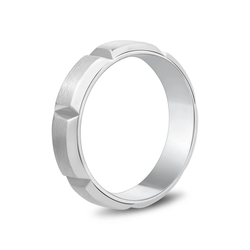 6MM Contemporary Beveled Edge Band Mens Stainless Steel Ring