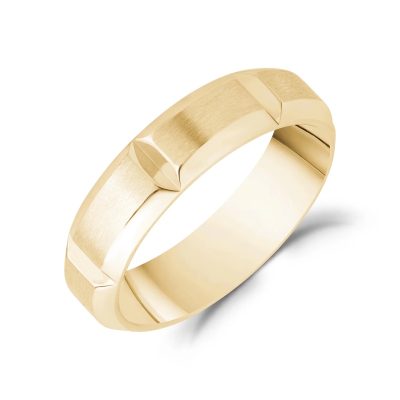6MM Contemporary Beveled Edge Band Mens Stainless Steel Ring