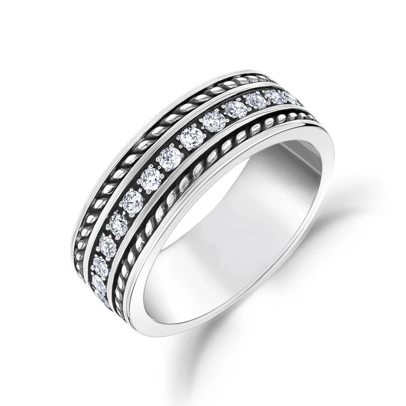 8MM Cubic Ziron Stone Steel Band