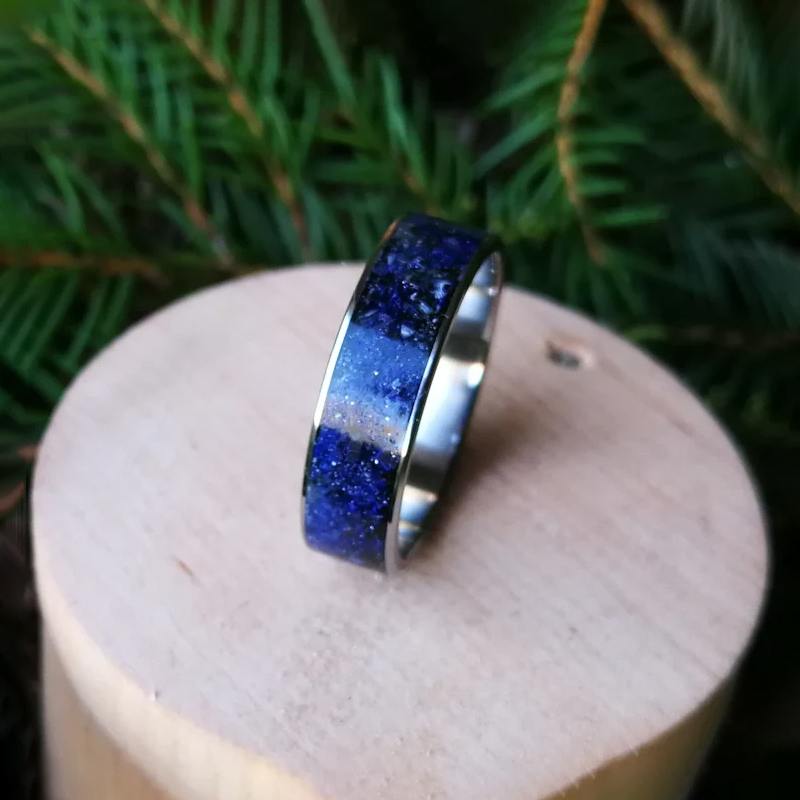 Titanium With Cairo Night Stone Men's Wedding Band 