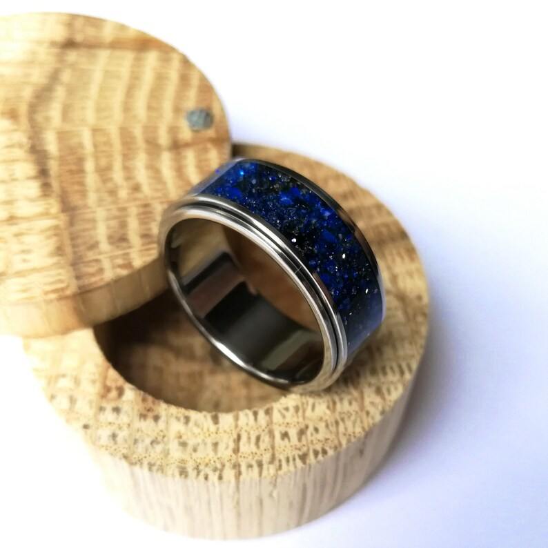 Titanium With Cairo Night Stone Men's Wedding Band 