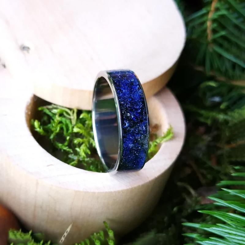 Titanium With Cairo Night Stone Men's Wedding Band 