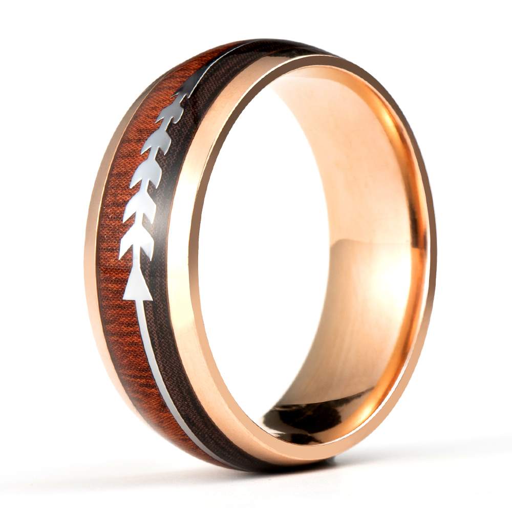 8MM Titanium With Wood Men's Wedding Band 