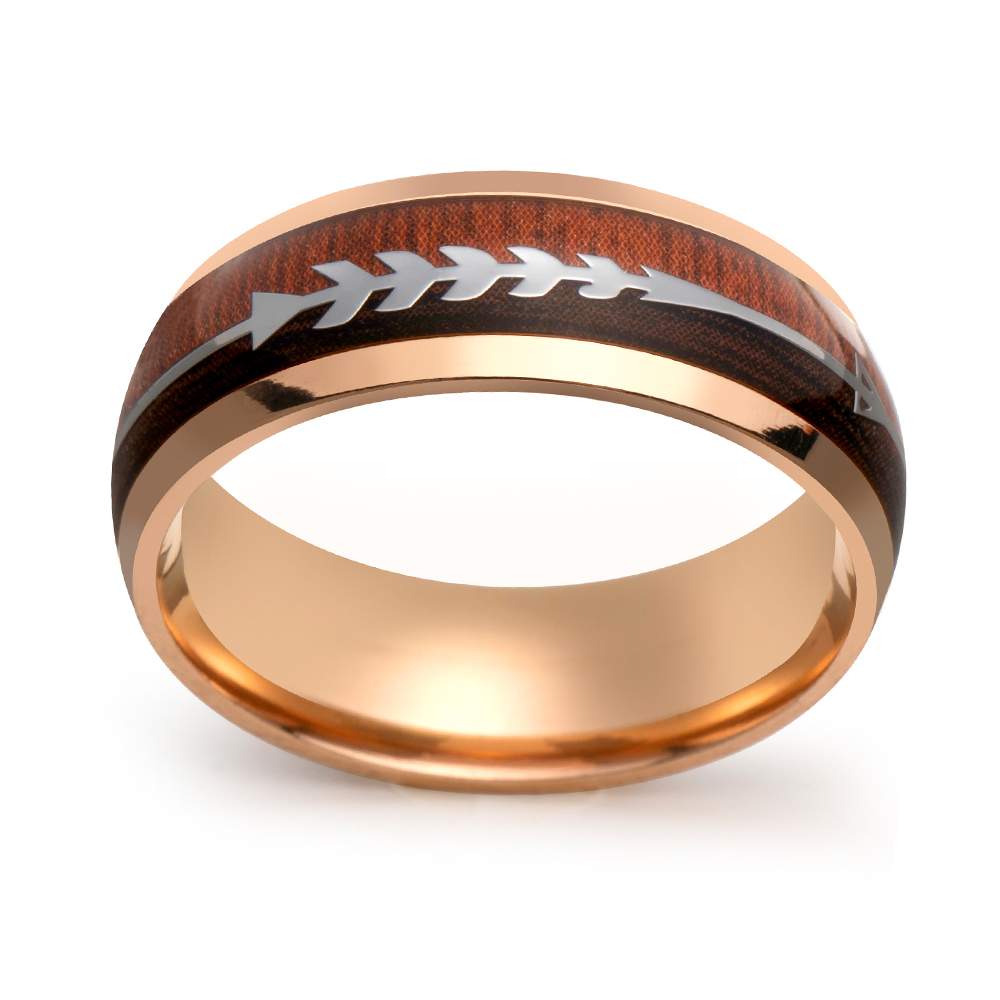 8MM Titanium With Wood Men's Wedding Band 