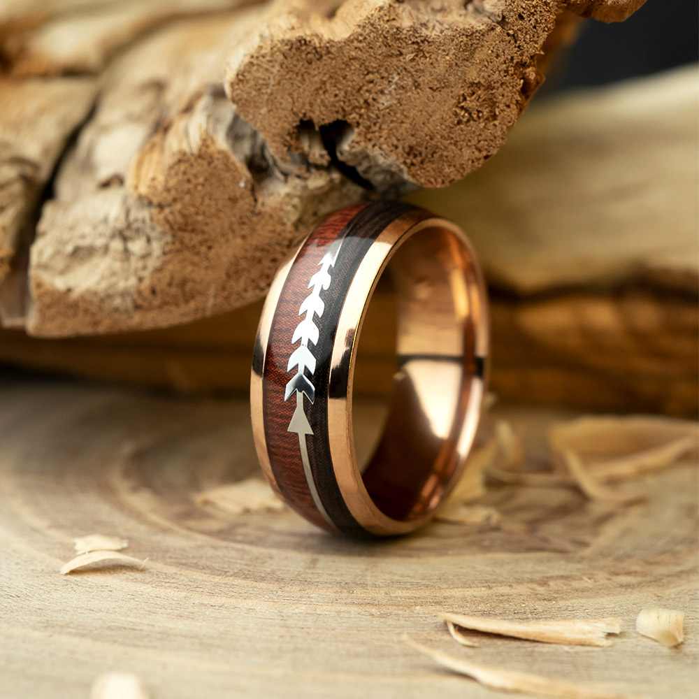 8MM Titanium With Wood Men's Wedding Band 