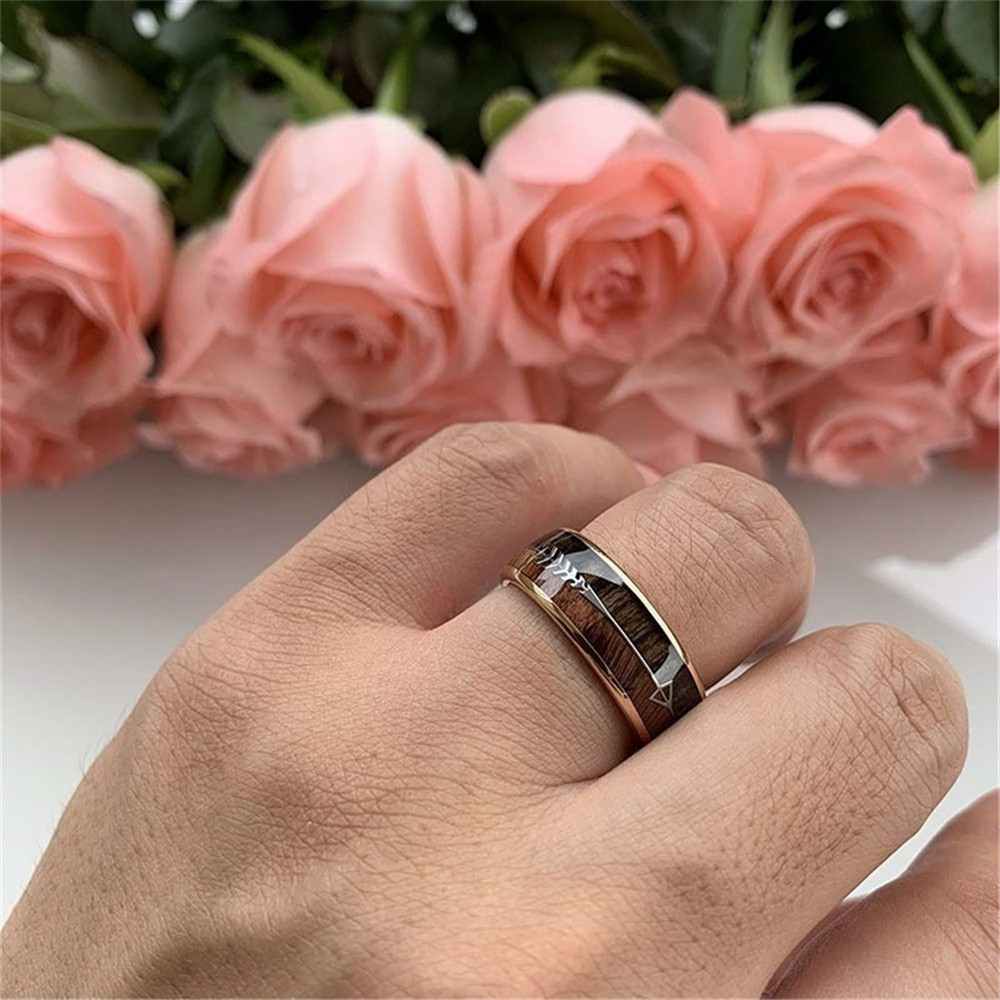 8MM Titanium With Wood Men's Wedding Band 