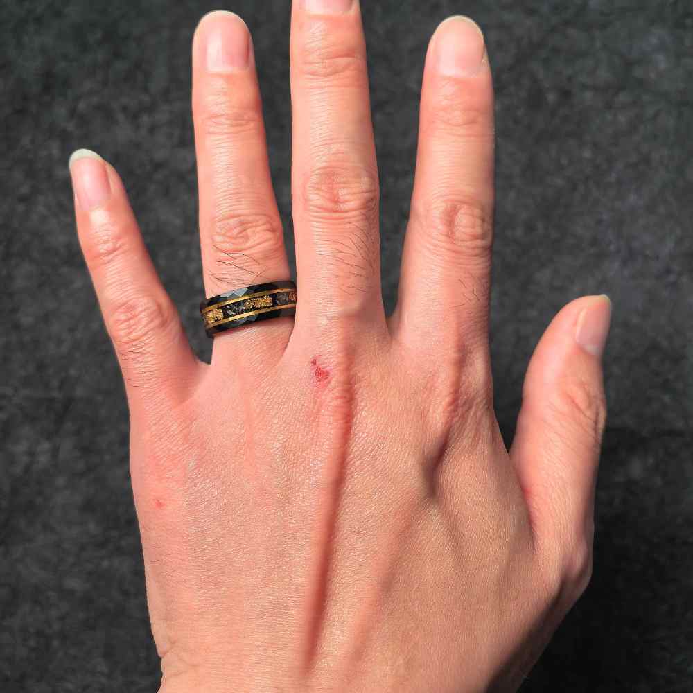 Gold Leaf & Meteorite Men's Wedding Band 