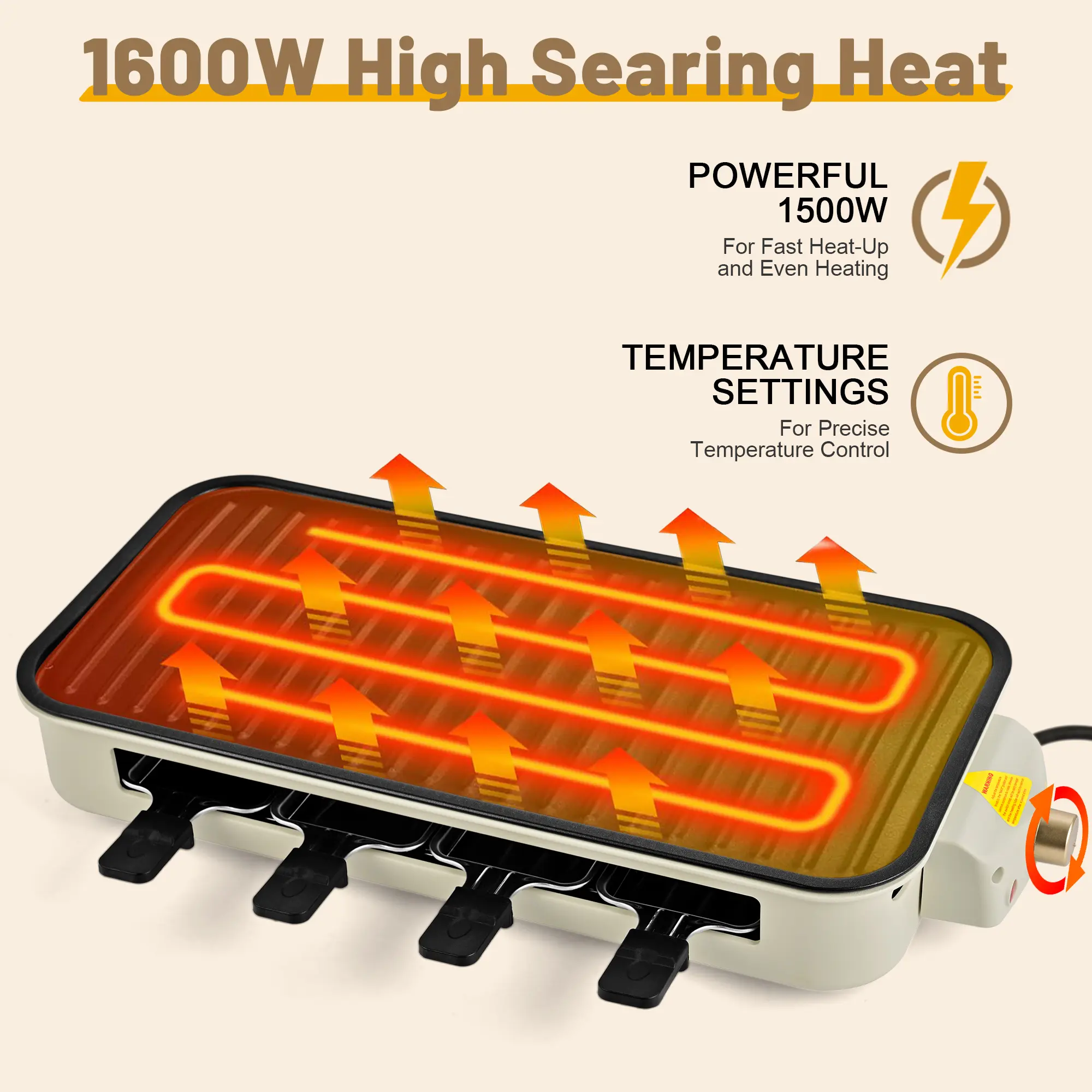 Kitchen-Specific 2-in-1 Electric Grill Equipped with a Grill Rack and a Detachable Non-Stick Griddle.