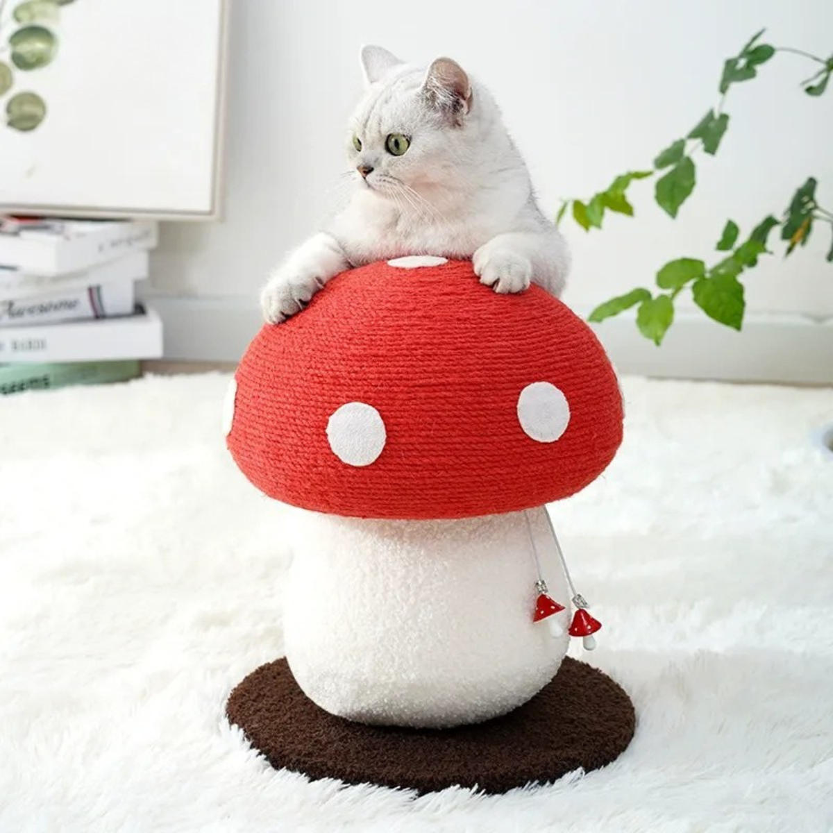 Red Mushroom Standing Cat Scratching Post Cat Toy