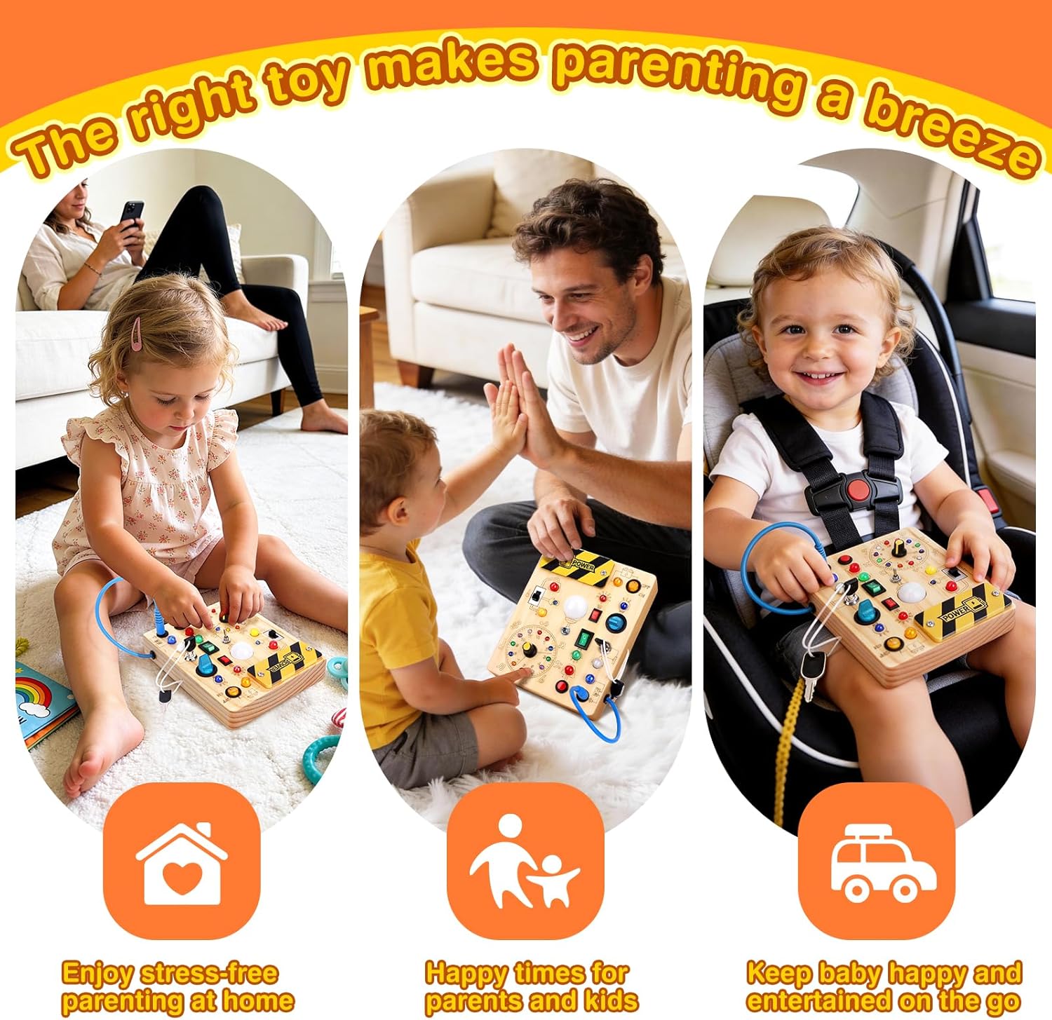 Montessori LED Busy Board | Wooden Sensory Switch Toy 💡