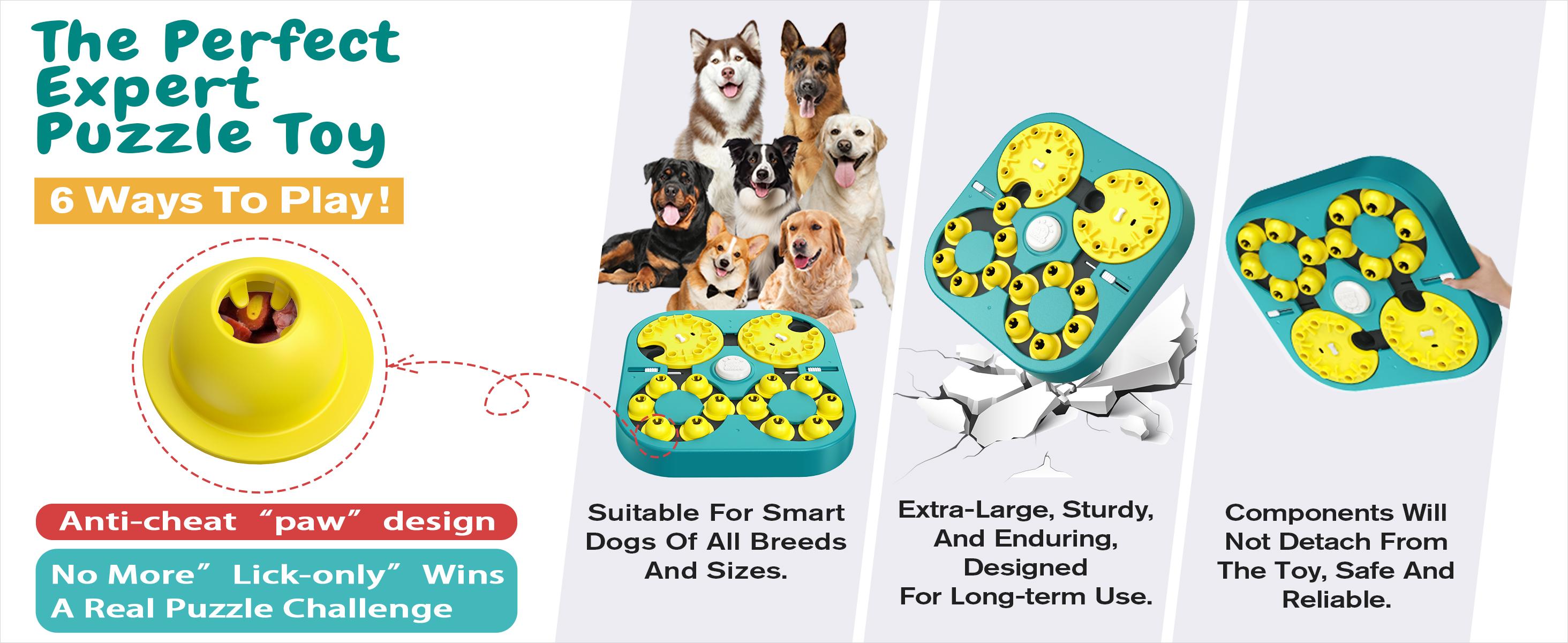 KADTC 5 Levels of Step-by-Step Challenge - 6 Ways to Play - U.S. Brand & Design - Extra-Large Size Beginner to Expert Dog Puzzle Toy for Smart Dogs Hard Puzzles Puppy Difficult Mental Stimulation Toys