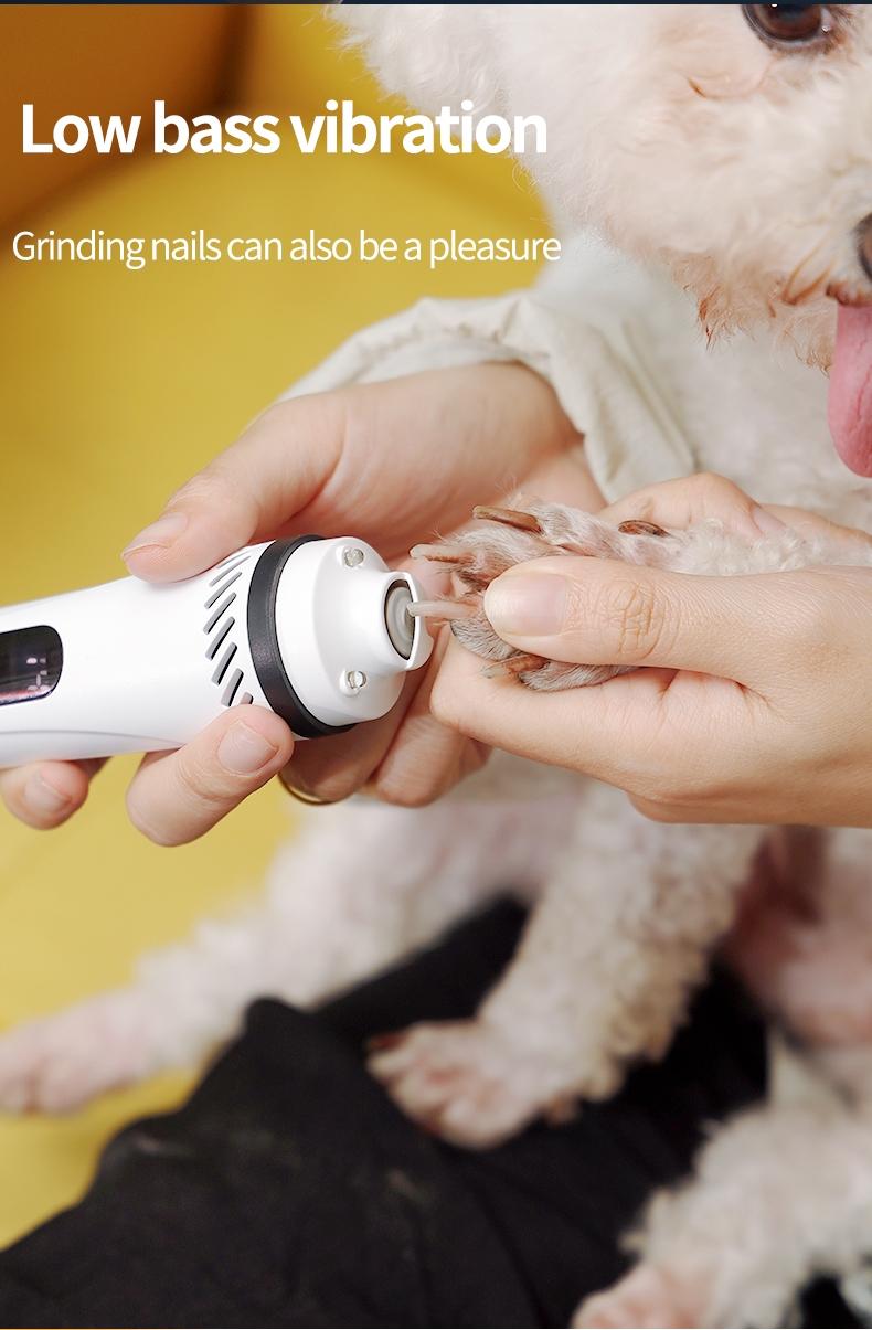 Electric pet nail grinder, USB charging, with LED light, vacuum nail trimmer, suitable for cats and dogs, pet home safety beauty tools