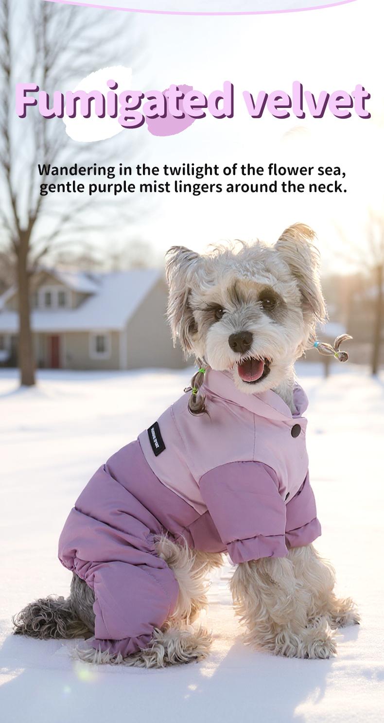 Winter Dog Warm Clothes Outdoor Puppy Teddy Bichon Schnauzer Poodle Four-Legged Coat, Waterproof Windproof Pet Cotton Jacket for Cold Weather