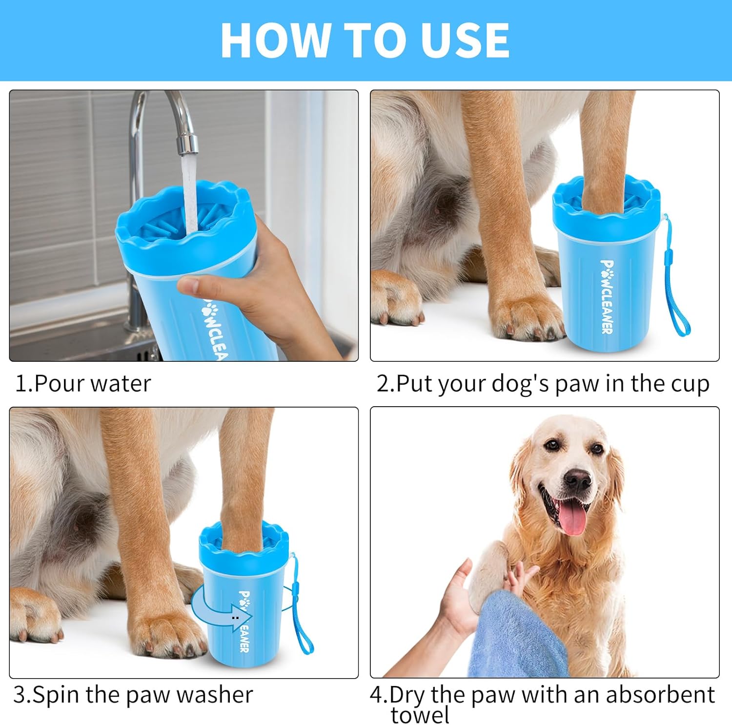 New Deal - Dog Paw Cleaner, Washer, Buddy Muddy Pet Foot Cleaner for Small Medium Large Breed Dogs/Cats (with 3 absorbent towel)