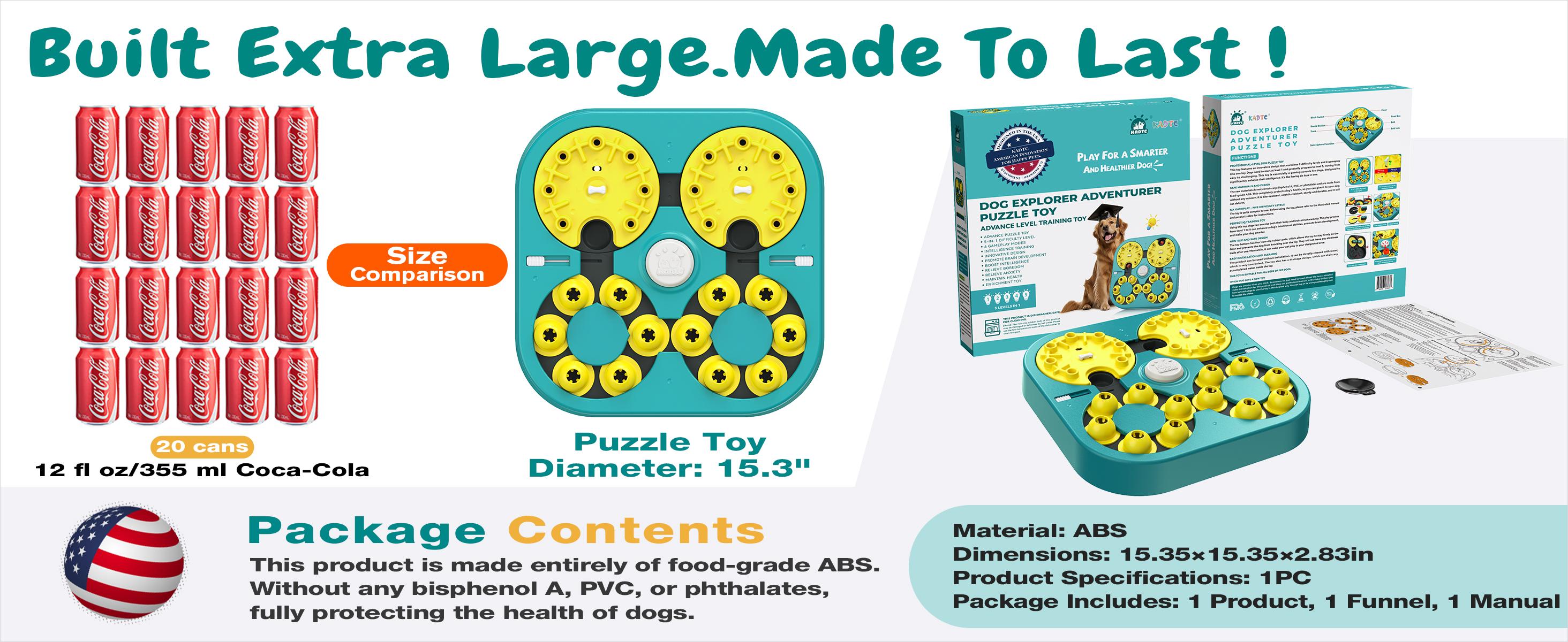 KADTC 5 Levels of Step-by-Step Challenge - 6 Ways to Play - U.S. Brand & Design - Extra-Large Size Beginner to Expert Dog Puzzle Toy for Smart Dogs Hard Puzzles Puppy Difficult Mental Stimulation Toys