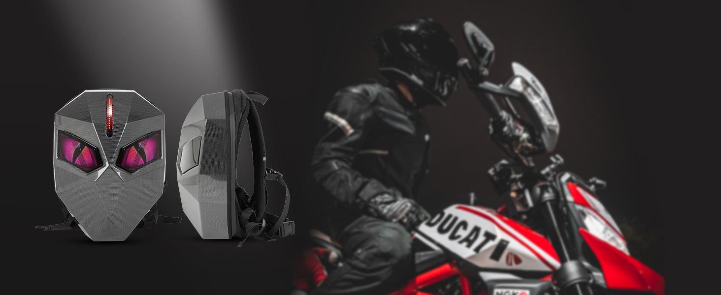 Motorcycle Backpack for Men, LED Backpack With DIY Programmable Full Color Screen, Hard Shell Large Capacity Waterproof Helmet Bag Laptop Backpack Motorcycle Backpack for Men, LED Backpack With DIY Programmable Full Color Screen, Hard Shell Large Capacity Waterproof Helmet Bag Laptop Backpack